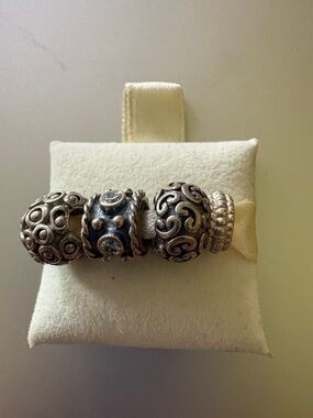 Pandora Assortment of 4 Sterling Filigree and Crystal Bead Bracelet Accent
